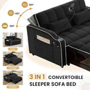 Black Velvet Luxe Sleeper Sofa Bed USB Charging Port