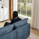 Modern Modular Sectional Sofa 105-Inch L-Shaped Couch Set with Movable Ottoman in Blue Chenille