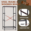 Dark Grey Dresser With 3 Drawers, Steel Frame, Wood Top