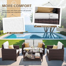 4 Piece Patio Rattan Furniture Set Beige Cushions Outdoor