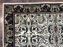 Oriental Rug 8x11, Floral Pattern, Ivory and Black