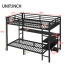 FULL Over Twin Bunk Bed with Desk and Shelves, Multiple Placement, with LED and USB, Black