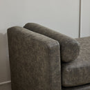 Elegant Upholstered Bench,Daybed,Ottman with Wood Legs & 2 Bolster Pillows, Gray PU, 66.34'W for Bedroom, Living Room, Entryway