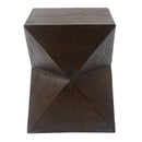 14.25' Natural Wood Grain Finish Prismatic Symmetry Concrete Outdoor Side Table with Symmetric Design – Weather-Resistant Accent for Patio, Garden, or Balcony