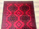 Afghan Rug 4x7, Tribal Carpet, Balouch Rug, Red and Navy Blue, Repeated Medallions, New