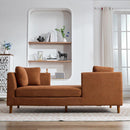 77.95'' Wide Modern Double-Sided Upholstered Chaise Lounge Indoor,Chenille Fabric Sleeper Sofa Couch With 4 Throw Pillows, Daybed with Rubberwood Legs For Living Room, Bedroom, Apartment,Caramel