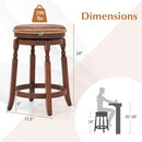 24 Inch Swivel Bar Stool Set Of 2 With Upholstered Seat And Rubber Wood Frame For Kitchen Island
