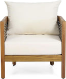 Burchett Outdoor 4 Piece Chat Set Acacia Wood And Wicker Teak Brown Beige