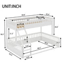 Twin XL over Queen Bunk Bed with Ladder and Guardrails, White