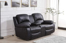 Bonded Leather Reclining Glider Sofa Set Black 3 Piece