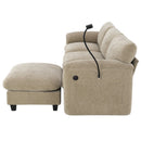 [VIDEO Provided] 108' Modular Sectional Sofa, L-Shape with 31.5' Extra-Wide Seat Cushion, USB and Type-C Charger, Phone Holder and 2 Side Storage Pockets, Free Movement Ottoman, Striped Chenille