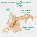 6in1 Montessori Climbing Set: Triangle Ladder + Arch/Rocker + Slide/Ramp + Net + Cushion + Art Addition