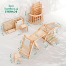 6in1 Montessori Climbing Set: Triangle Ladder + Arch/Rocker + Slide/Ramp + Net + Cushion + Art Addition