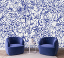 Fashionable Modern Blue Floral Wallpaper