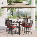 Alora 6-Piece Outdoor Patio Bar Set Dining Table With Umbrella & Swivel Bar Stools (SAK53218)