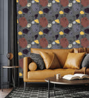 Grey Abstract Floral Wallpaper