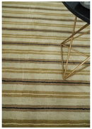 6x8 Beige, Olive and Brown Stripes Hand Tufted Wool Area Rug