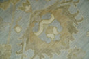 6x8 Hand Knotted Silver and Beige Antique Style Traditional Oushak Wool Rug