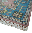6x8 Pink, Blue and Beige Hand Knotted Heriz Serapi Floral Area Rug | TRDPC40