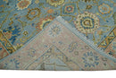Hand Knotted Blue and Rust Traditional Oushak Area Rug