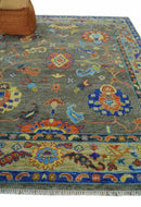 Green and Beige Colorful Wool Hand knotted Traditional Oushak Multi Size wool Area Rug