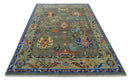 Green and Beige Colorful Hand knotted Traditional Oushak Multi Size wool Area Rug