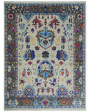 Custom Made Ivory and Gray  Hand knotted Traditional Oushak wool Area Rug