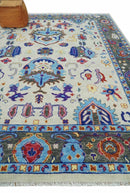 Custom Made Ivory and Gray  Hand knotted Traditional Oushak wool Area Rug