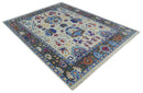 Custom Made Ivory and Gray  Hand knotted Traditional Oushak wool Area Rug