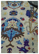 Custom Made Ivory and Gray  Hand knotted Traditional Oushak wool Area Rug