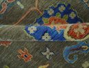 Olive and Blue Vibrant Colorful Traditional Oushak Multi Size wool Area Rug