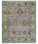Pink and Beige Vibrant Colorful Hand knotted Traditional Oushak  Area Rug