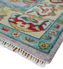 Pink and Beige Vibrant Colorful Hand knotted Traditional Oushak  Area Rug