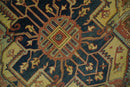 Rust And Blue Traditional Heriz Hand knotted Wool Area Rug