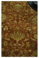 6x9 Hand Knotted Beige and Rust Traditional Oushak Wool Area Rug
