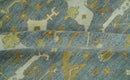 6x9 Hand Knotted Gray, Olive and Ivory Traditional Oriental Oushak wool area rug