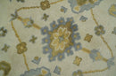 6x9 Hand Knotted Ivory, Gray and Mustard Traditional Oriental Oushak wool rug