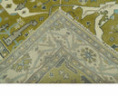 6x9 Olive and Ivory Hand Knotted Traditional Oriental Oushak wool area rug