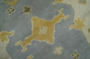 6x9 Taupe, Beige and Mustard Hand Knotted Traditional Oriental Oushak wool area rug
