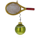 Tennis Racket and Ball Glass Christmas Ornament