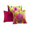 Lime Green and Magenta Ikat Print Pillow