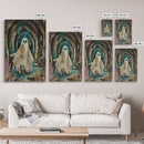 Ghostly Figure in Ancient Ruins Framed Canvas Print, Haunted Ruins Decor, Halloween Ghost Art, Eerie Ghostly Wall Art, Spooky Ghost Print