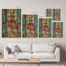 Spooky Skeleton Ballerina, Framed Canvas Print, Halloween Wall Art