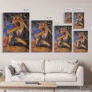 Business Werewolf Eating a Hot Dog, Framed Canvas print, Funny Halloween Art, Spooky Season, The Scream Inspired Funny Art