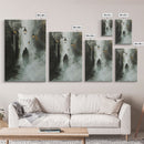 Mysterious Shadow in Fog, Halloween Art Print, Spooky Home Decor, Framed Canvas Print, Creepy Art, Halloween Wall Decor, Seasonal Wall Art