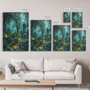 Haunted Forest Cemetery Framed Canvas Print, Wall Art, Spooky Graveyard Art, Eerie Home Decor Halloween Forest Painting Halloween Decoration
