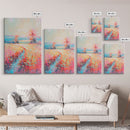 Luminous Landscape with Wildflowers - Framed Canvas Print, Radiant Living Room Art, Bright Bedroom Decor, Colorful Flower Art, Wall Art