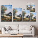 Idyllic Barn Scene with Rustic Charm - Framed Canvas Print, Country Living Room Decor, Farmhouse Wall Art, Barn Art Print for Bedroom