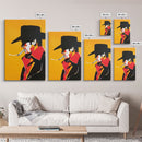 Mysterious Cowboy Smoking Cigarette - Framed Canvas Print, Western Pop Art, Bold Wall Art for Living Room or Bar