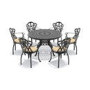 Alora 7-Piece Cast Aluminum Patio Furniture Set With Black Frame And Off-White Cushions (SAK12948)